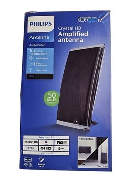 Philips Crystal HD Amplified Indoor Antenna in Black and Silver